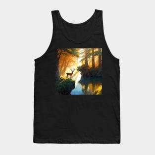 Deer at Dawn in a Boreal Forest Tank Top